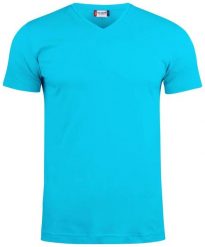 Clique Basic-T V-neck – T-shirt z dekoltem V turkusowa, dopasowany krój. Niebieskie t-shirty męskie CLIQUE, xl, bez wzorów, z bawełny, bez kołnierzyka. Za 84.44 zł.