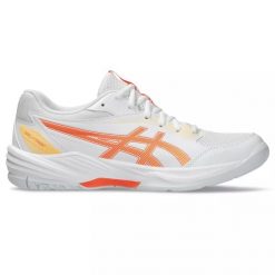 Damskie buty halowe Asics Gel-task 4. Białe buty sportowe na co dzień damskie Asics, bez wzorów, ze skóry, do siatkówki. Za 413.50 zł.