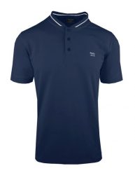 Męski T-Shirt (Koszulka) z Dekoltem na Guziki - Pako Jeans - Granat. Niebieskie t-shirty męskie Pako Jeans, l, bez wzorów, z bawełny, bez kołnierzyka. Za 89.00 zł.