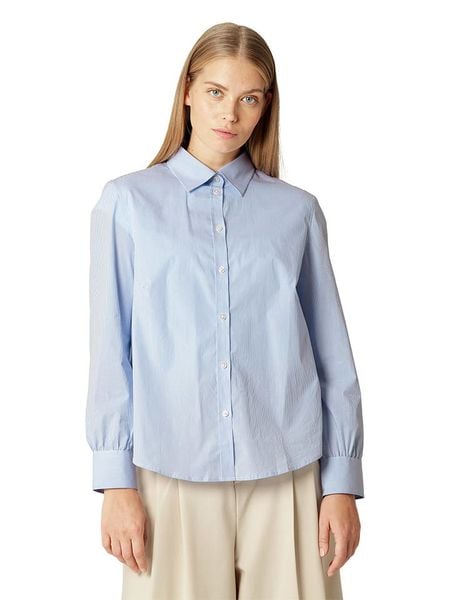Ilse Jacobsen Koszula w kolorze błękitno-białym rozmiar: 42. Niebieskie koszule damskie Ilse Jacobsen, bez wzorów, bez kołnierzyka, bez ramiączek. Za 130.19 zł.