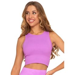 Top damski Moraj, krótki z gumką sportowy, różowy, BD2300-005. Czerwone topy damskie Moraj, l, bez wzorów, bez ramiączek. Za 59.99 zł.