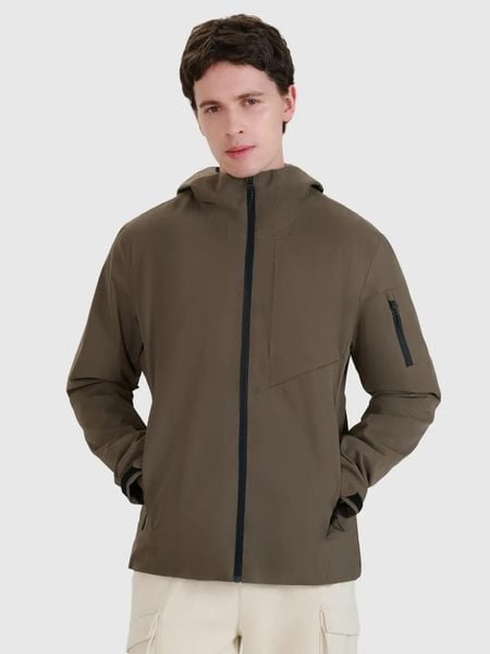 KURTKA MĘSKA PRZEJŚCIOWA 4F Z KAPTUREM CIEPŁA MEMBRANA 8000 XL BRĄZOWA. Brązowe kurtki treningowe męskie 4f, l, bez wzorów, do biegania. Za 329.99 zł.