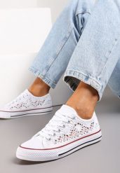 Białe Trampki z Krótką Ażurową Cholewką Paerina. Białe trampki i tenisówki damskie Renee, w ażurowe wzory, z jeansu. Za 44.99 zł.