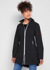 Długa kurtka softshell. Czarne kurtki damskie bonprix, bez wzorów, z softshellu. Za 299.99 zł.