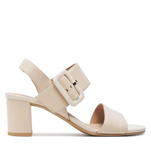 Sandały Caprice. Białe sandały damskie Caprice, bez wzorów, bez obcasa, na słupku. Za 319.99 zł.