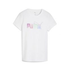 Damska koszulka z nakładającymi się na siebie grafikami PUMA White. Białe bluzki damskie Puma, bez wzorów, bez ramiączek. Za 109.00 zł.