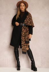 Czarny Płaszcz Dwurzędowy Długi Tadde. Czarne płaszcze damskie Renee, l, bez wzorów. Za 189.99 zł.