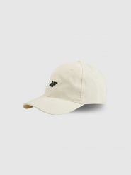 4F Czapka z daszkiem strapback uniseks - biała S/M (58cm). Białe czapki z daszkiem damskie 4f, bez wzorów, z bawełny. Za 49.99 zł.
