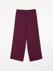 Spodnie wide leg z wiskozą i domieszką lnu - fioletowy. Fioletowe spodnie materiałowe damskie Sinsay, bez wzorów, z wiskozy. Za 49.99 zł.