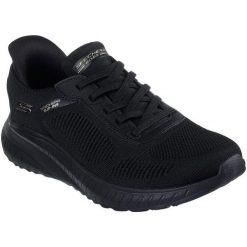 Buty sportowe damskie Skechers Bobs Squad Chaos C. Czarne buty sportowe na co dzień damskie Skechers, bez wzorów, z materiału. Za 329.99 zł.