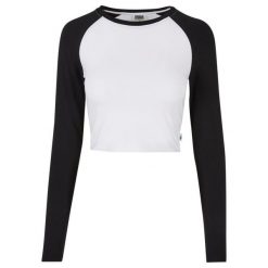 Damska ekologiczna koszulka crop z długim rękawem Urban Classics Retro Baseball. Białe t-shirty damskie Urban Classics, bez wzorów, z bawełny, bez kołnierzyka. Za 149.50 zł.
