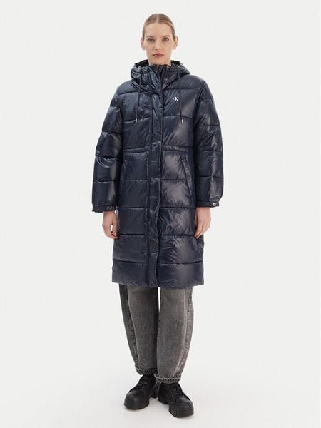 Calvin Klein Jeans Kurtka zimowa LV047D506G Granatowy Relaxed Fit. Niebieskie kurtki damskie Calvin Klein Jeans, na zimę, xs, bez wzorów, z jeansu, bez kaptura. Za 1,199.00 zł.