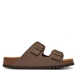 Klapki Scholl. Brązowe klapki damskie Scholl, bez wzorów, bez obcasa. Za 219.99 zł.