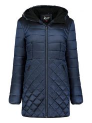 Geographical Norway Płaszcz pikowany "Alison" w kolorze granatowym rozmiar: XL. Niebieskie płaszcze damskie Geographical Norway, xl, z aplikacjami. Za 202.03 zł.