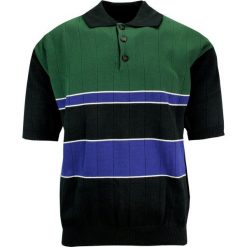 Koszulka POLO, Czarno-Zielono-Chabrowa, Dresowa, Dziergana, Męska, Krótki Rękaw, T-shirt -KINGS. Niebieskie koszulki polo męskie Kings, m, bez wzorów, z bawełny, bez ramiączek. Za 64.00 zł.