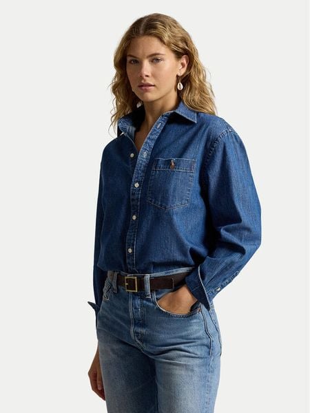 Polo Ralph Lauren Koszula jeansowa 211B17146001 Niebieski Regular Fit. Niebieskie koszule damskie Polo Ralph Lauren, m, bez wzorów, z bawełny, bez kołnierzyka, bez ramiączek. Za 1,199.00 zł.