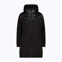 Płaszcz ocieplany damska CMP 35K3566 Snaps Hood Parka. Czarne parki damskie CMP, bez wzorów, z puchu. Za 559.99 zł.