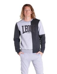 Męska bluza z okrągłym dekoltem Work Leisure, dwukolorowa i geometryczna. Szare bluzy sportowe męskie LEONE 1947 APPAREL, na zimę, bez wzorów, z bawełny, sportowe, bez kołnierzyka, bez ramiączek. Za 84.16 zł.