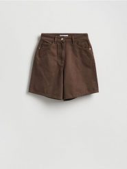 Jeansowe szorty - dark grey jeans. Szare szorty damskie Reserved, bez wzorów, z bawełny. Za 99.99 zł.