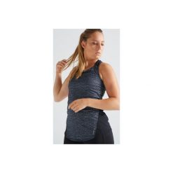 Top fitness 120 damski. Białe topy sportowe damskie DOMYOS, bez wzorów, z elastanu, bez ramiączek. Za 29.99 zł.