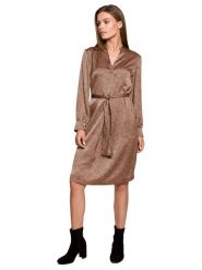 Stylove Sukienka w kolorze jasnobrązowym rozmiar: M. Brązowe sukienki damskie Stylove, m, bez wzorów, z tkaniny, bez kołnierzyka, bez ramiączek, midi. Za 118.28 zł.