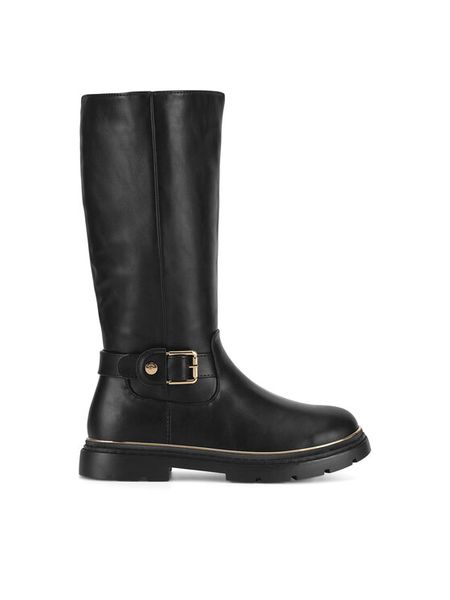 DeeZee Kozaki CS5911-05 Czarny. Czarne kozaki dziewczęce DeeZee, bez wzorów, z materiału, bez obcasa. Za 169.99 zł.