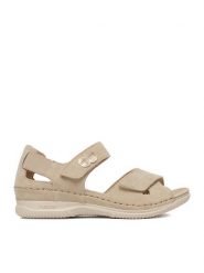 Rieker Sandały CEO-V7474-60 Beżowy. Brązowe sandały damskie Rieker, bez wzorów, ze skóry, bez obcasa, na płaskiej podeszwie. Za 369.99 zł.
