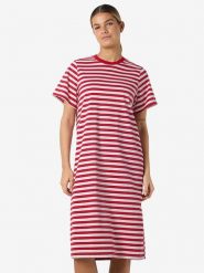 Noisy may Sukienka "Ember" w kolorze czerwono-białym rozmiar: XS. Czerwone sukienki damskie Noisy may, xs, bez wzorów, z bawełny, bez kołnierzyka, bez ramiączek, midi. Za 79.40 zł.