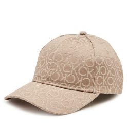 Czapka z daszkiem Calvin Klein. Brązowe czapki z daszkiem damskie CALVIN KLEIN, bez wzorów. Za 186.99 zł.