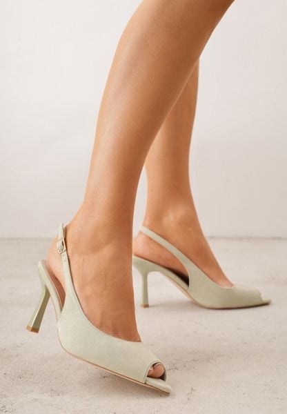 Zielone Sandały na Szpilce z Wycięciem na Palce i Odkrytą Piętą Zitissa. Zielone sandały damskie Renee, bez wzorów, bez obcasa, na obcasie. Za 99.99 zł.