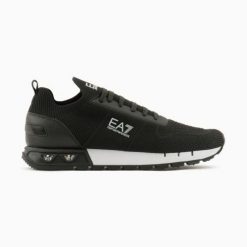 Buty EA7 Emporio Armani Legacy Knit sneakersy X8X171-XK373-N181 czarne. Czarne buty sportowe na co dzień męskie z dzianiny, bez zapięcia. Za 974.26 zł.