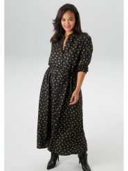 Aniston Sukienka w kolorze czarno-jasnobrązowym rozmiar: 50. Czarne sukienki damskie Aniston, bez wzorów, z tkaniny, bez kołnierzyka, bez ramiączek, maxi. Za 100.52 zł.