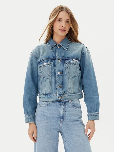 Calvin Klein Kurtka jeansowa LV047B075G Niebieski Regular Fit. Niebieskie kurtki damskie CALVIN KLEIN, xxl, bez wzorów, z bawełny, bez kaptura. Za 419.99 zł.