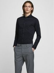 Jack & Jones Koszula Parma 12097662 Czarny Super Slim Fit. Czarne koszule męskie Jack & Jones, l, bez wzorów, z bawełny, bez kołnierzyka, bez ramiączek. Za 179.99 zł.