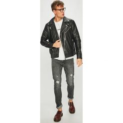 Calvin Klein Jeans - Kurtka skórzana. Czarne kurtki męskie Calvin Klein Jeans, m, bez wzorów, z bawełny, bez kaptura. W wyprzedaży za 1,099.00 zł.