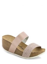 Sunbay Klapki w kolorze jasnoróżowym na koturnie rozmiar: 39. Różowe klapki damskie Sunbay, bez wzorów, bez obcasa, na koturnie. Za 155.88 zł.