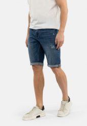 Szorty jeansowe z przetarciami, Comfort Fit, E-STERS. Niebieskie szorty męskie Volcano, z bawełny, bez kołnierzyka. Za 169.99 zł.