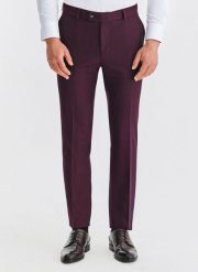 PAKO LORENTE – Bordowe spodnie garniturowe. Czerwone spodnie wizytowe męskie Pako Lorente, z elastanu. Za 399.99 zł.