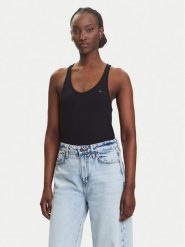 Tommy Jeans Top DW0DW20917 Czarny Regular Fit. Czarne topy damskie Tommy Jeans, xl, bez wzorów, z jeansu, bez kołnierzyka. Za 99.99 zł.
