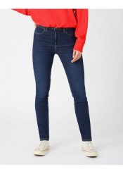 WRANGLER HIGH RISE SKINNY DAMSKIE SPODNIE JEANSOWE NIGHT BLUE W27HVH385 112141269. Niebieskie spodnie materiałowe damskie Wrangler, bez wzorów, z jeansu. Za 209.99 zł.