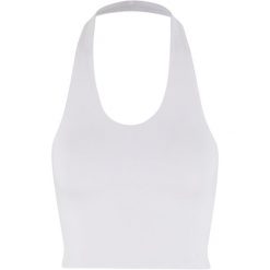 Top z jersey damski Urban Classics Basic. Białe topy damskie Urban Classics, bez wzorów, z dżerseju, bez kołnierzyka. Za 134.50 zł.