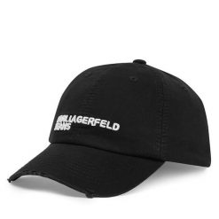 Czapka z daszkiem Karl Lagerfeld Jeans. Czarne czapki z daszkiem damskie Karl Lagerfeld Jeans, bez wzorów, z jeansu. Za 239.99 zł.
