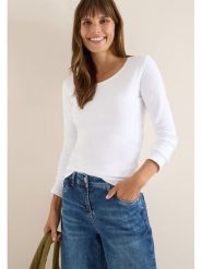 Cecil Koszulka w kolorze białym rozmiar: XS. Białe bluzki damskie Cecil, xs, bez wzorów, z bawełny, bez kołnierzyka, bez ramiączek. Za 65.45 zł.