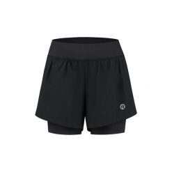 Spodenki do biegania damskie 2w1 Rogelli Essential. Czarne szorty damskie Rogelli, bez wzorów, sportowe. Za 233.00 zł.