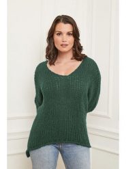 Curvy Lady Sweter w kolorze ciemnozielonym rozmiar: 48/50. Zielone swetry klasyczne damskie Curvy Lady, ze splotem, z asymetrycznym kołnierzem. Za 100.28 zł.
