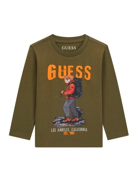 Guess Bluzka N6BI04 K5854 Zielony Regular Fit. Zielone t-shirty chłopięce Guess, z aplikacjami, z bawełny, bez ramiączek. Za 114.99 zł.
