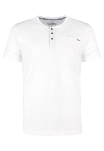 T-shirt z rozpinanym dekoltem TM-HUBRIS. Białe t-shirty męskie Volcano, l, bez wzorów, z bawełny, bez kołnierzyka. Za 69.99 zł.