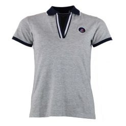 Damska koszulka polo Peak Mountain Asfalte. Szare bluzki sportowe damskie Peak Mountain, bez kołnierzyka, bez ramiączek. W wyprzedaży za 108.25 zł.