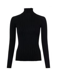 Marie Lund Damska dzianinowa koszulka z długim rękawem Kobiety czarny wypukły wzór tkaniny, XXL. Czarne t-shirty damskie Marie Lund, uniwersalny, bez wzorów, z dzianiny, bez kołnierzyka. Za 199.95 zł.