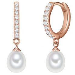 Valero Pearls Srebrne kolczyki kreole srebro wysokiej próby Cyrkonia Perła hodowlana słodkowodna żółte złoto Kolczyki koła 1 ct Damski. Szare kolczyki damskie Valero Pearls, z cyrkonią, pozłacane. Za 239.99 zł.